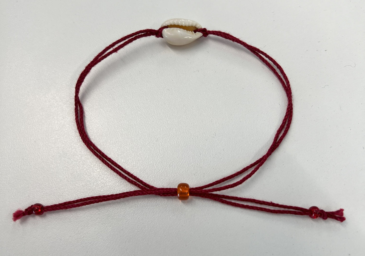 Red Egyptian Cotton and Ringtop Cowrie Intention Bracelet