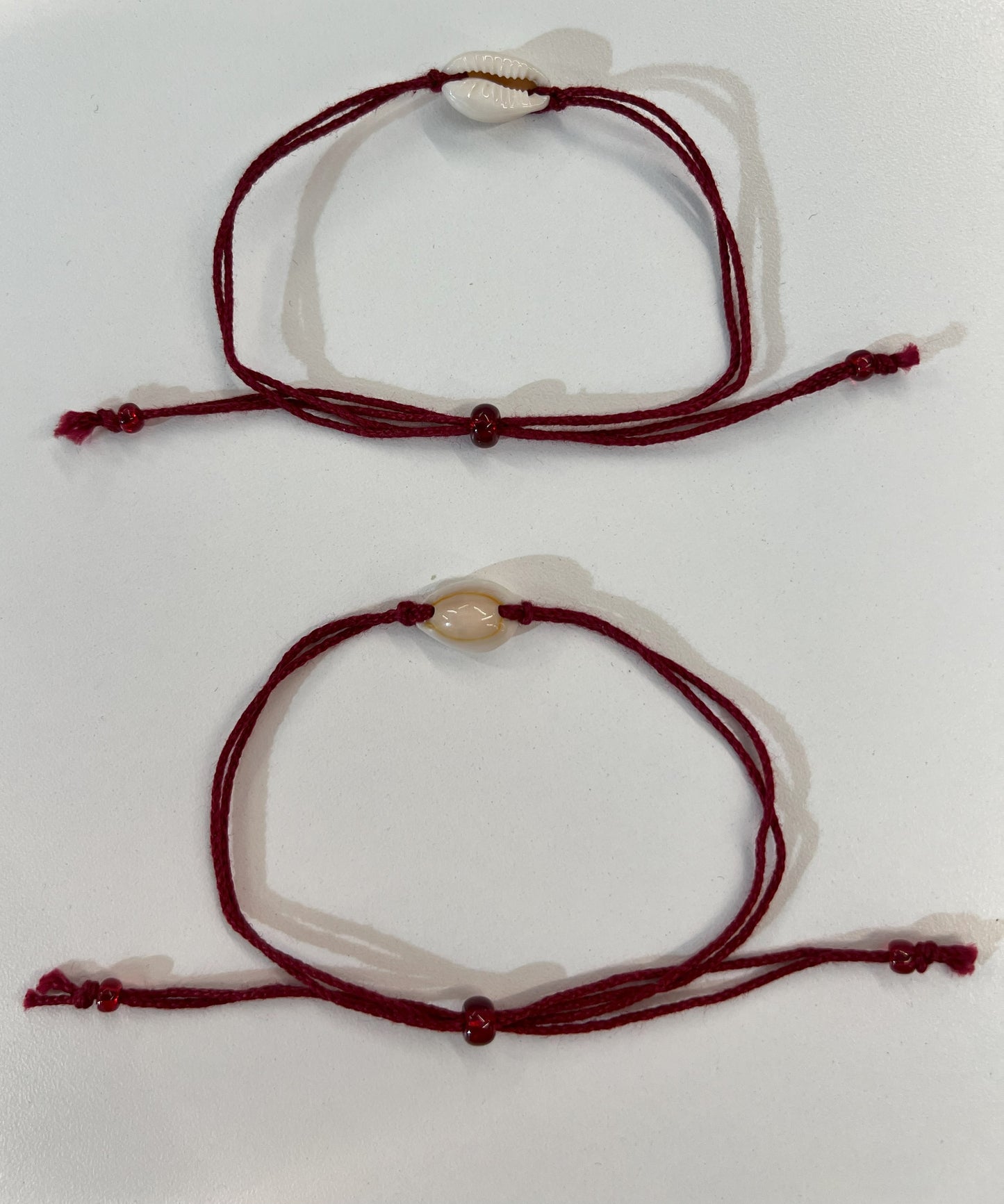 Red Egyptian Cotton and Ringtop Cowrie Intention Bracelet