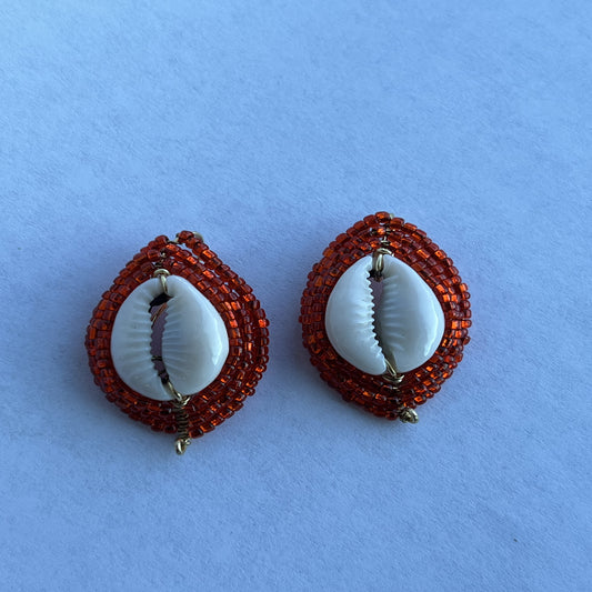 Translucent Orange Ringtop Shield Earring